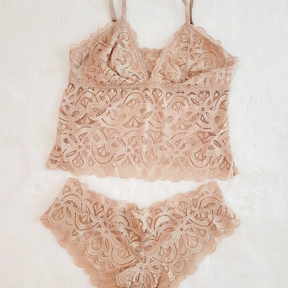 bralette and panties set Large NEW beige